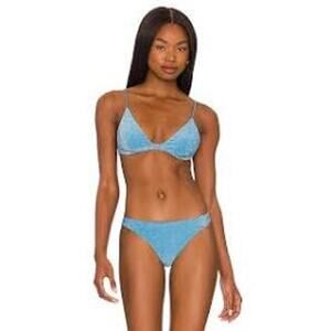 Mikoh Taga Lurex 2 piece Bikini Set in Bermuda Blue Metallic Large #1TGA1-2 NEW
